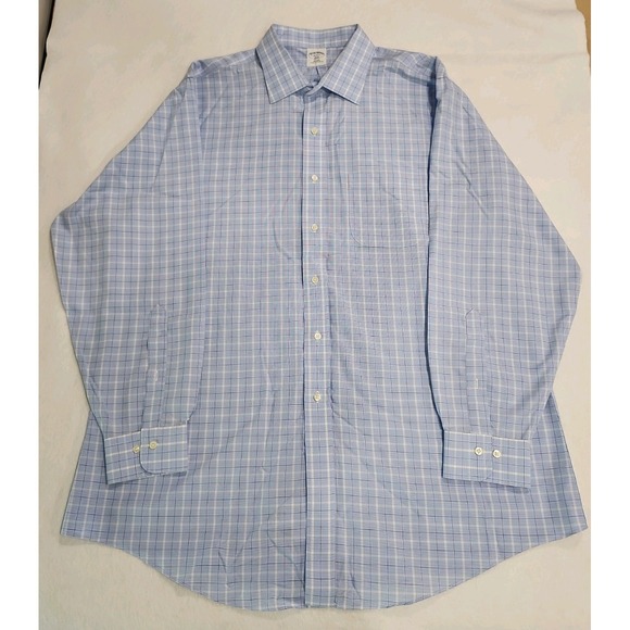 Brooks Brothers Other - Brooks Brothers Shirt Mens 18-4/5 346 Slim Fit Blue Plaid Long Sleeve Button Up